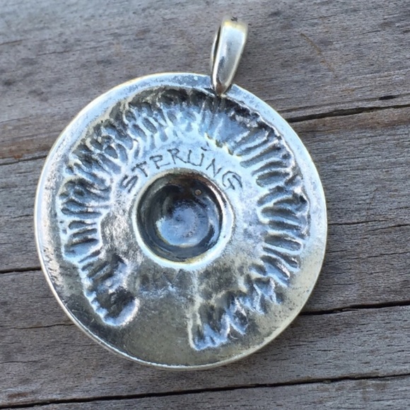 Viking Sun Wolf Pendant solid .925 Sterling Silver w/ genuine Moonstone gem USA - Picture 7 of 8